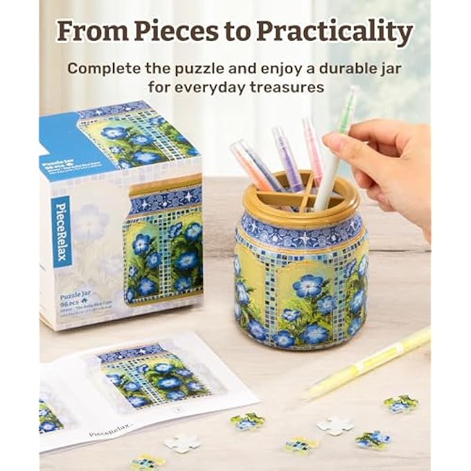 3D PUZZLE PEN HOLDER - THE BABY BLUE EYES | 96 PLASTIC PIECES & WOODEN LID | DIY CONTAINER FOR DIY | CREATIVE GIFT FOR HOME & OFFICE [BB1049] - Image 3